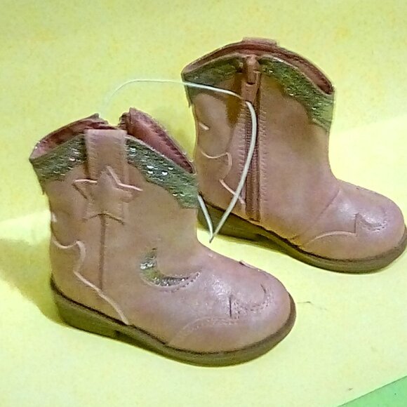 Cat & Jack pink sparkly cowboy boots size 4 - Picture 7 of 7